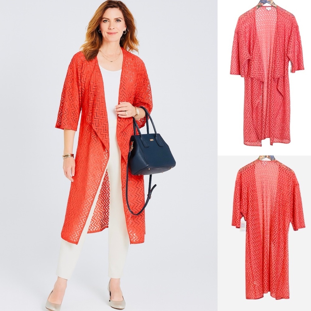 𝅺Lularoe Shirley Open Kimono Size Large Zig Zag Crochet